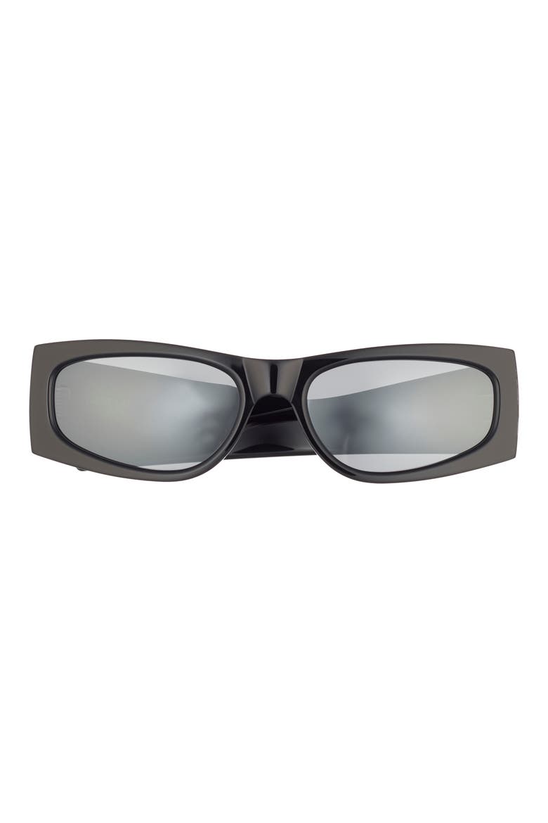 56mm Rectangular Sunglasses, Main, color, BLACK BLACK SILVER