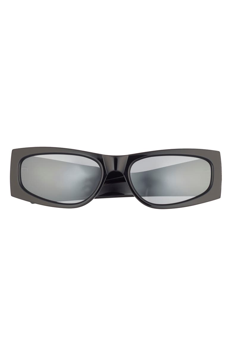 Saint Laurent 56mm Rectangular Sunglasses, Main, color, Black Black Silver