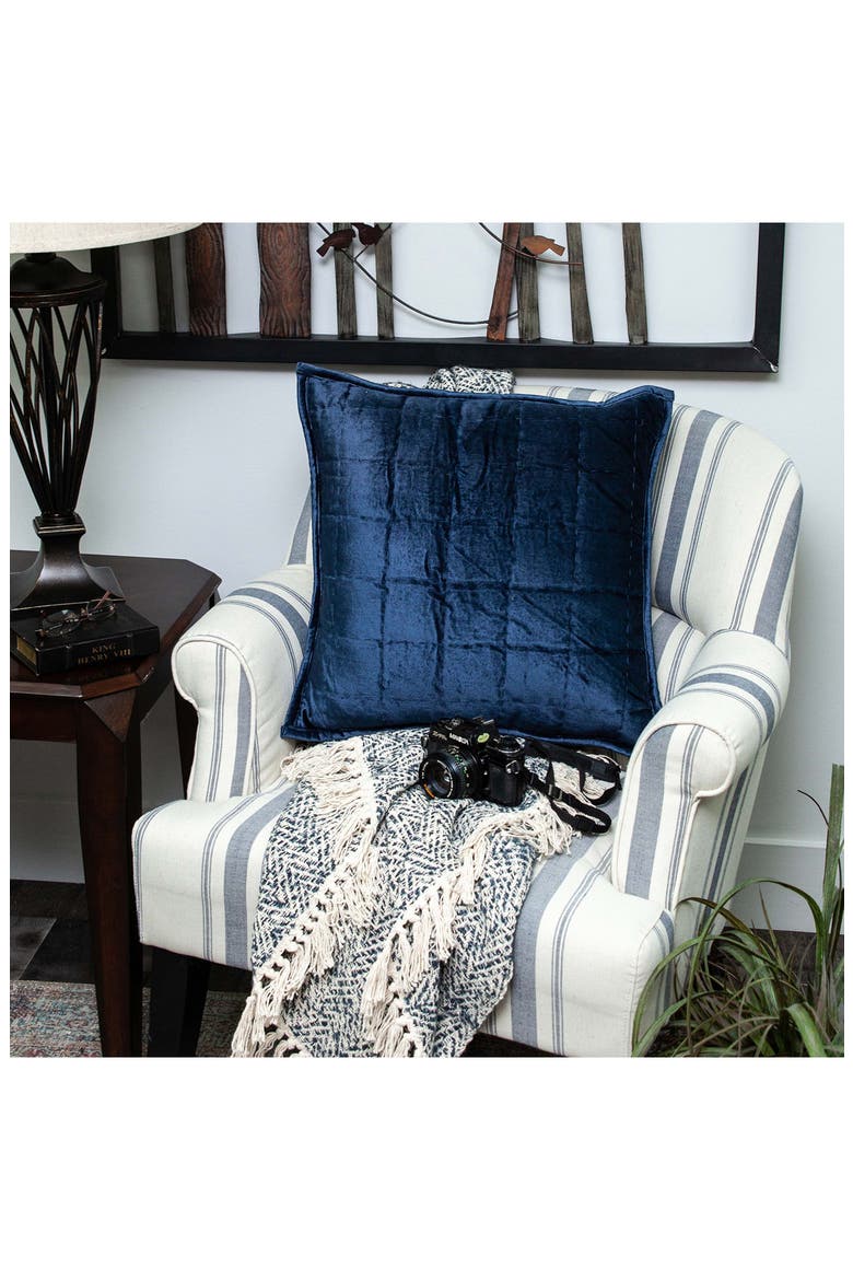 Balam Solid Throw Pillow, Alternate, color, NAVY BLUE
