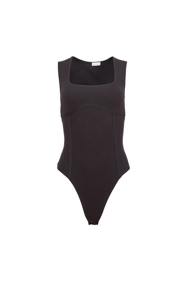 Organic Cotton Scoop Neck Bodysuit, Alternate, color, BLACK