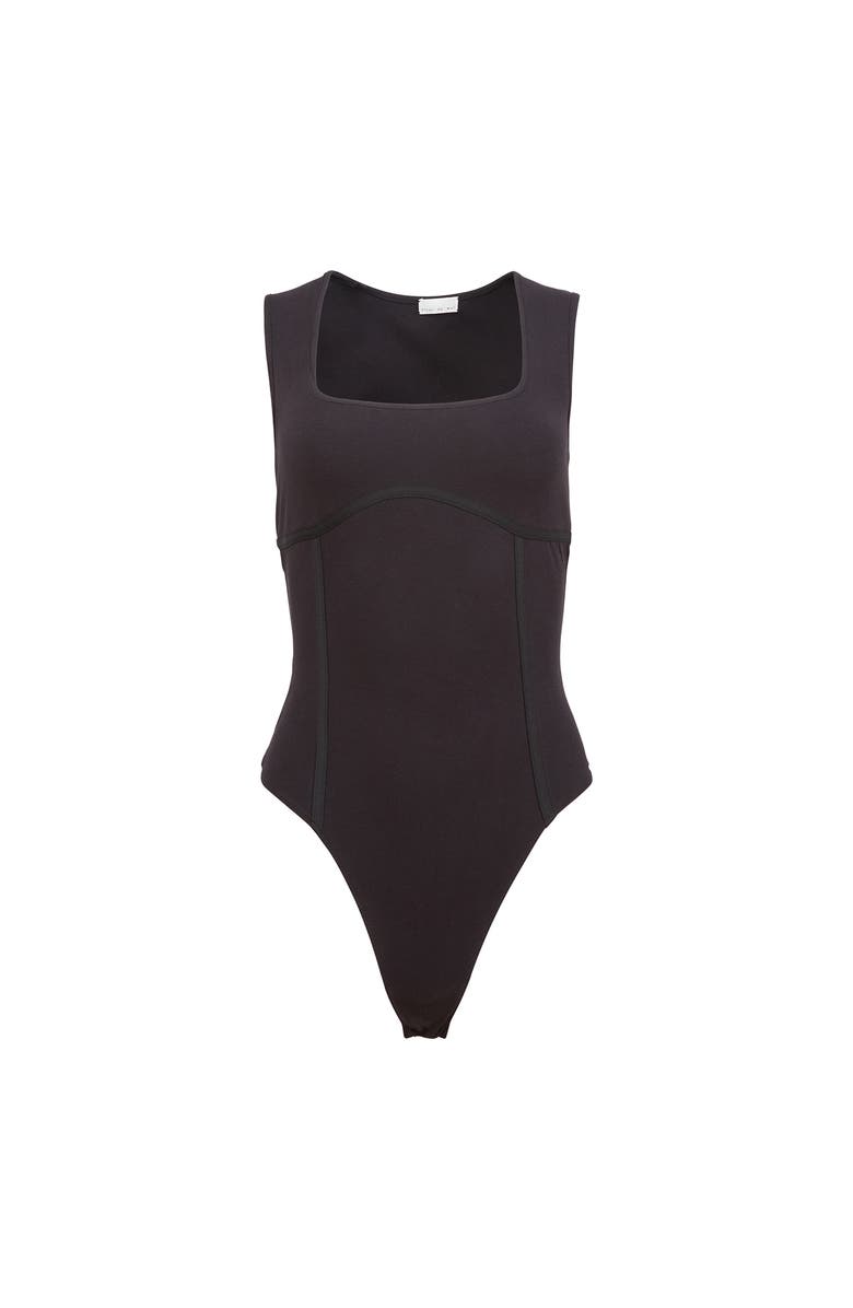 Fleur Du Mal Organic Cotton Tank Bodysuit, Alternate, color, Black