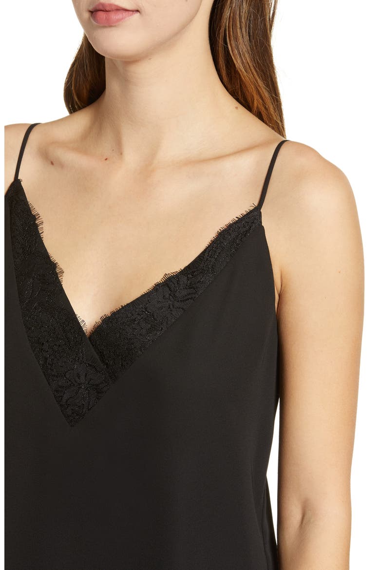 Lace Trim Camisole Top, Alternate, color, BLACK