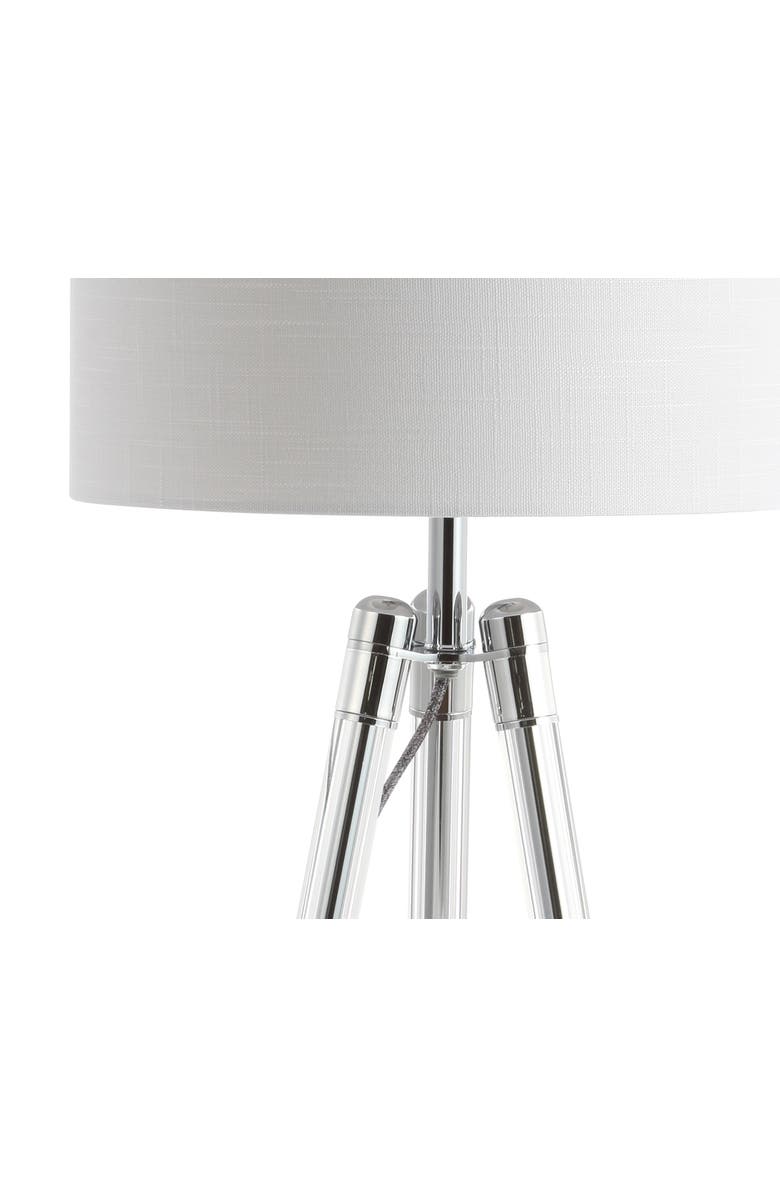 JONATHAN Y Wyman Surveyor's Tripod Crystal/Metal LED Table Lamp, Alternate, color, Chrome/Clear