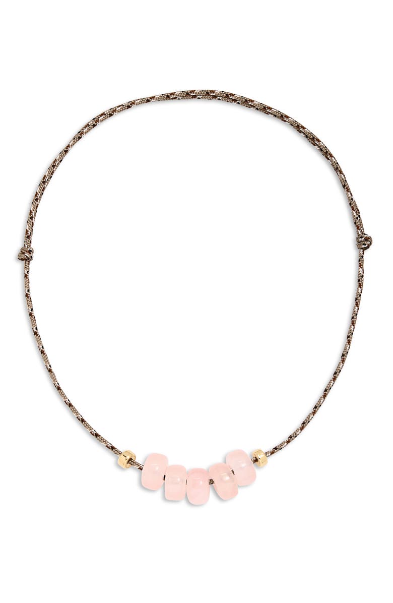 Zoë Chicco Quartz Paracord Necklace, Main, color, 14K Yellow Gold / Rose Quartz