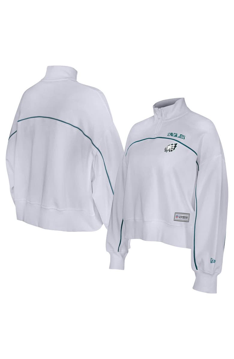 New Era Women's New Era White Philadelphia Eagles Functional Fandom Quarter-Zip Sweatshirt, Main, color, White