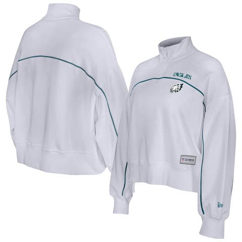 Women's New Era White Philadelphia Eagles Functional Fandom Quarter-Zip Sweatshirt