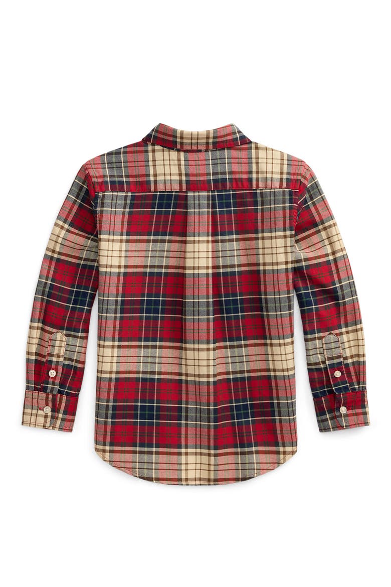 Kids' Cotton Oxford Button-Down Shirt, Alternate, color, RED NAVY MULTI