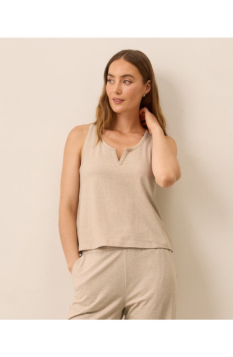 Pact Organic Staycation Sleep Tank, Alternate, color, Flax Heather