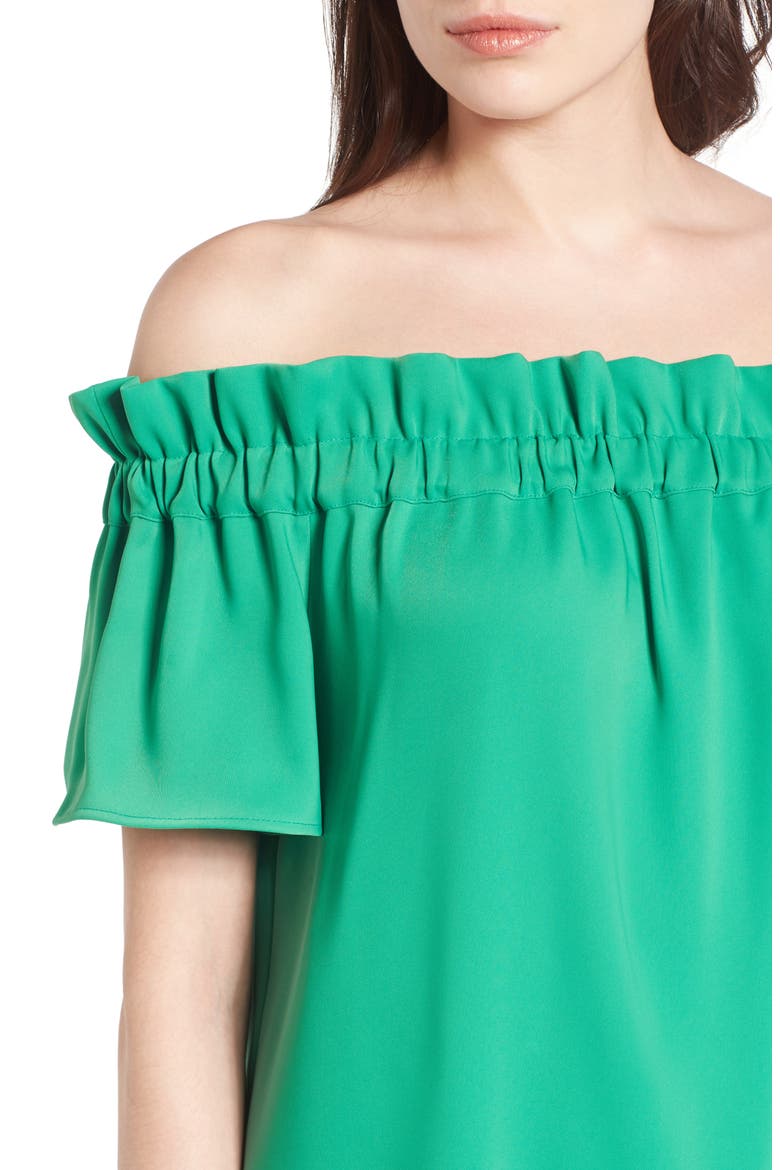 Off the Shoulder Dress, Alternate, color, GREEN