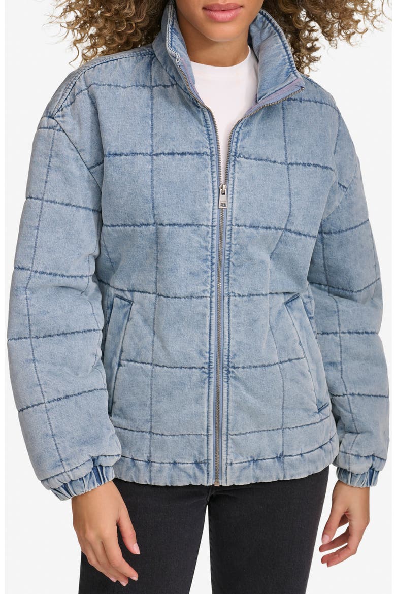 Box Quilted Water Resistant Cotton Jacket, Main, color, LIGHT WASH DENIM
