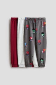 H&M 3-pack Brushed-inside Joggers With Motif