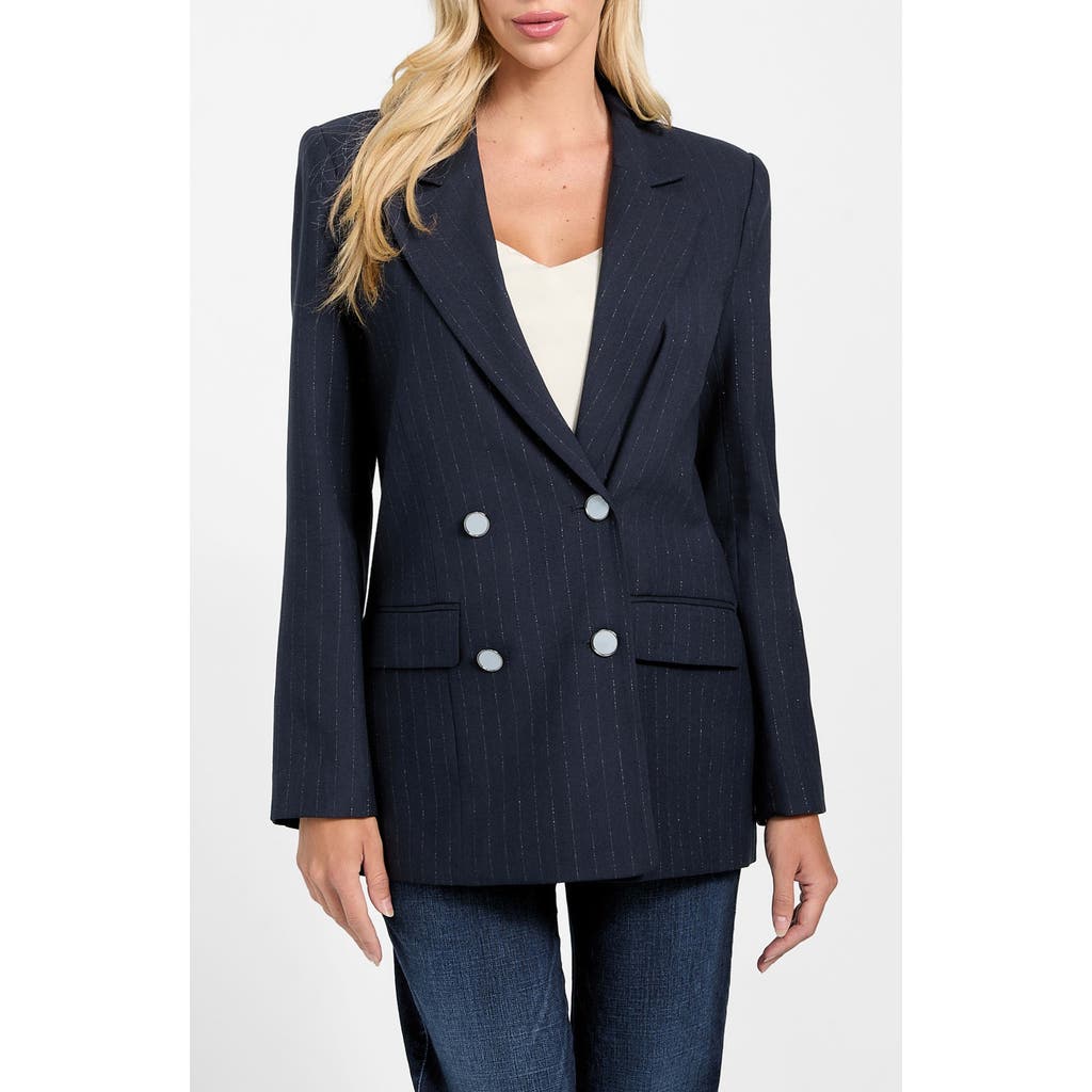 Guess Zanita Double Breasted Blazer In Blue