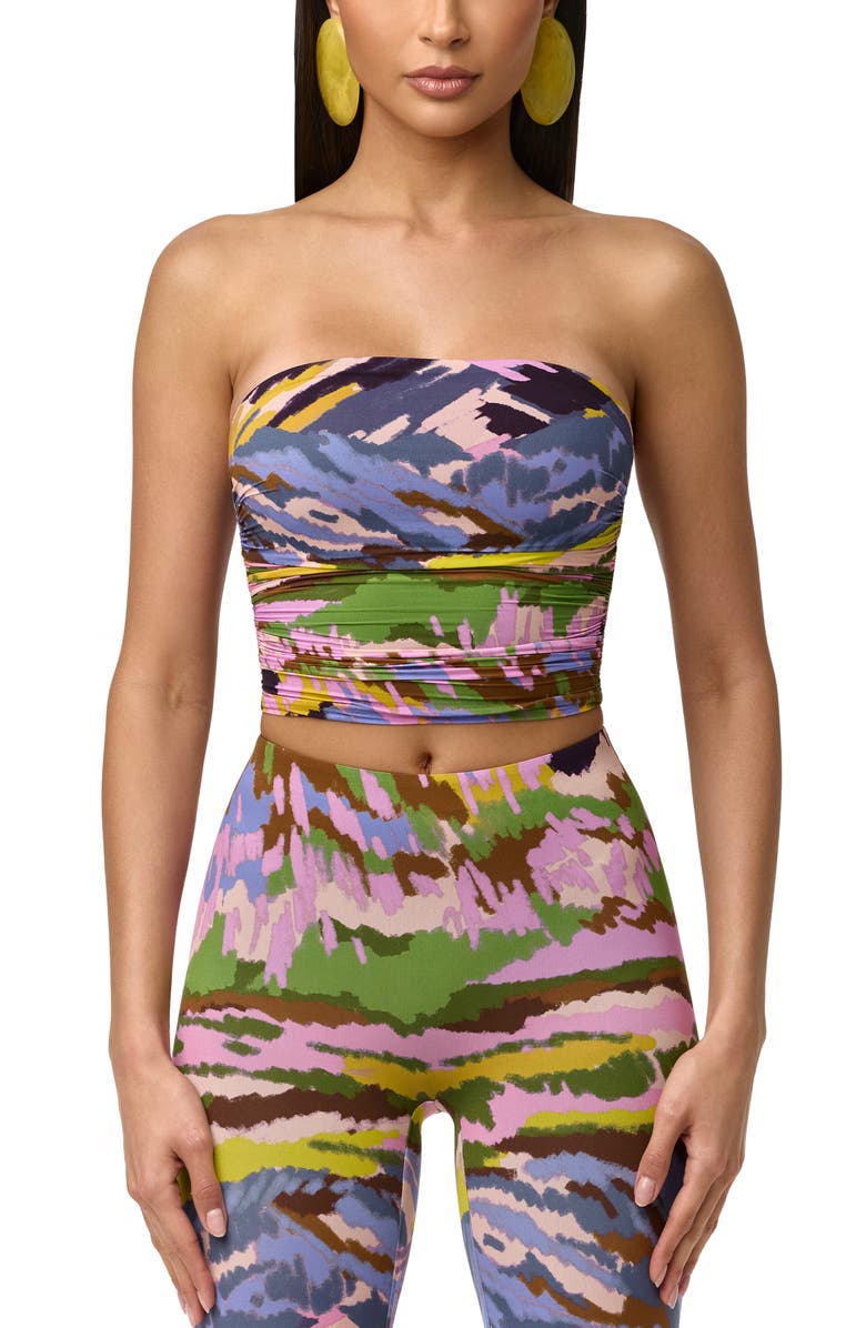 Naked Wardrobe Printed Crop Tube Top, Main, color, Brush Storm