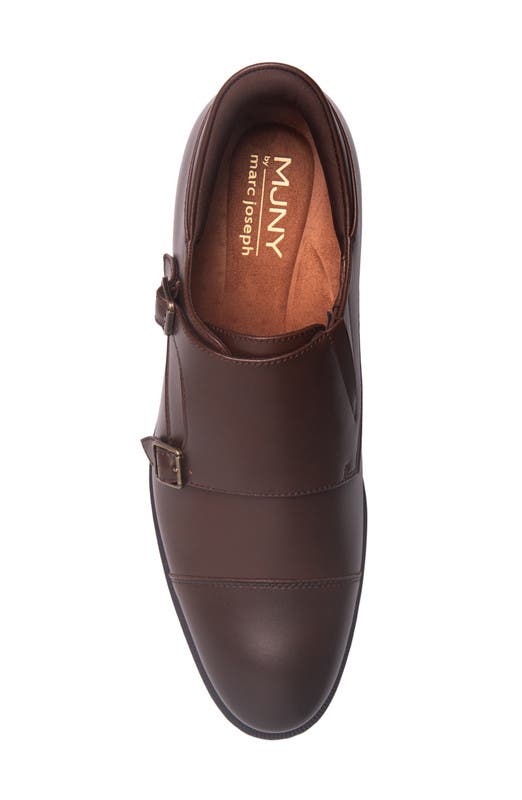 Olive Street Hands Free Technology Leather Double Monk Dress Oxford, Alternate, color, Brown Napa Leather