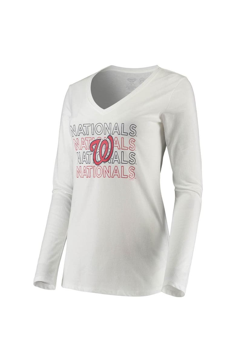 CONCEPTS SPORT Women's Concepts Sport White/Red Washington Nationals Flagship Long Sleeve V-Neck T-Shirt & Pants Sleep Set, Alternate, color, 