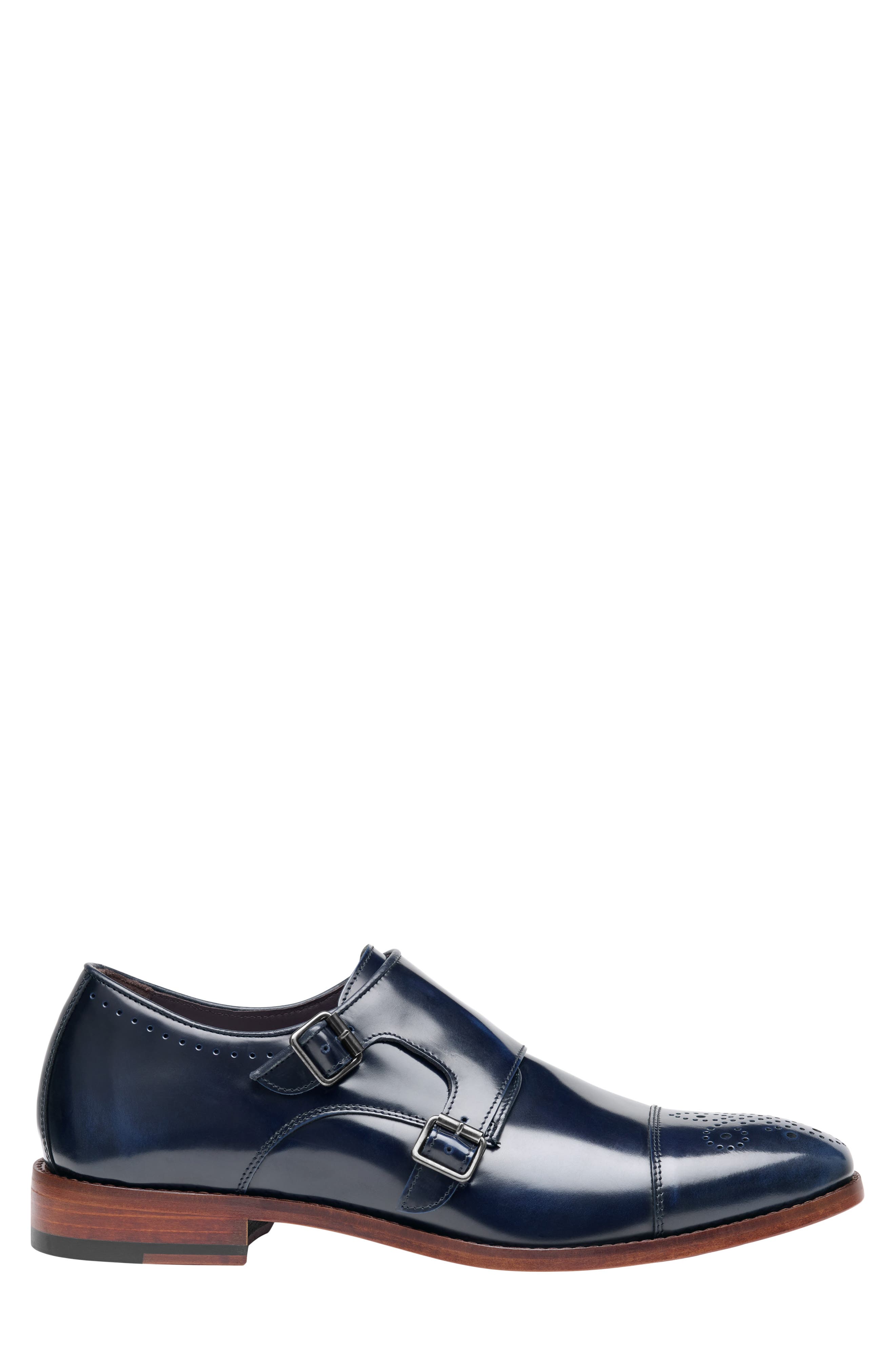 Arrister Double Monk Strap Shoe, Alternate, color, NAVY ITALIAN FULL GRAIN