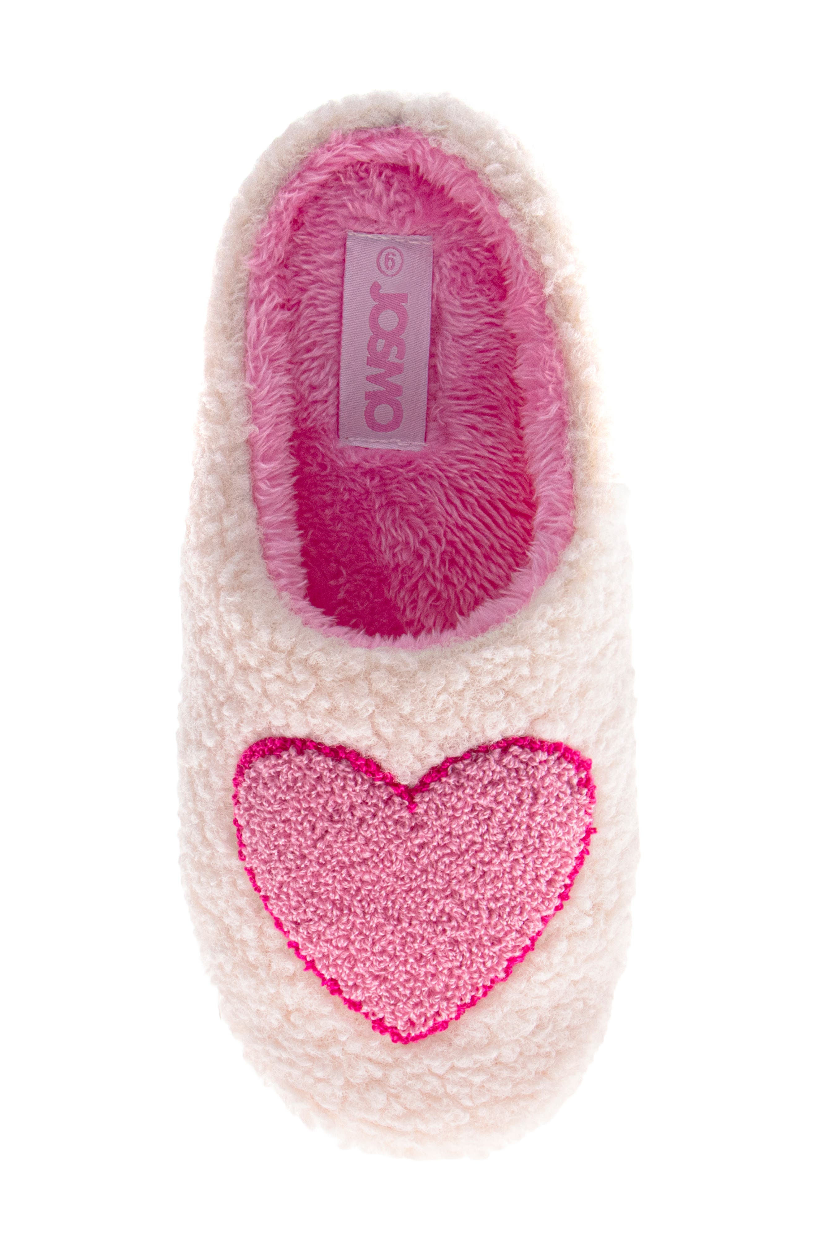 JOSMO Cozy Hearts Scuff Slipper, Alternate, color, White/ Pink
