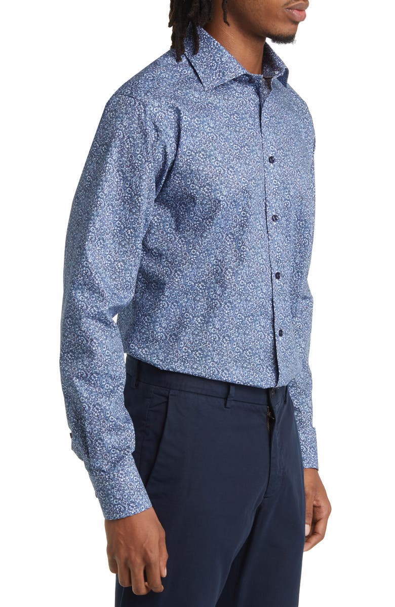Eton Slim Fit Floral Cotton Dress Shirt, Alternate, color,