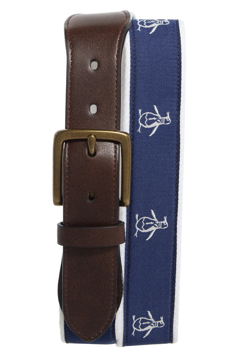 Penguin Logo Belt, Main, color, BROWN