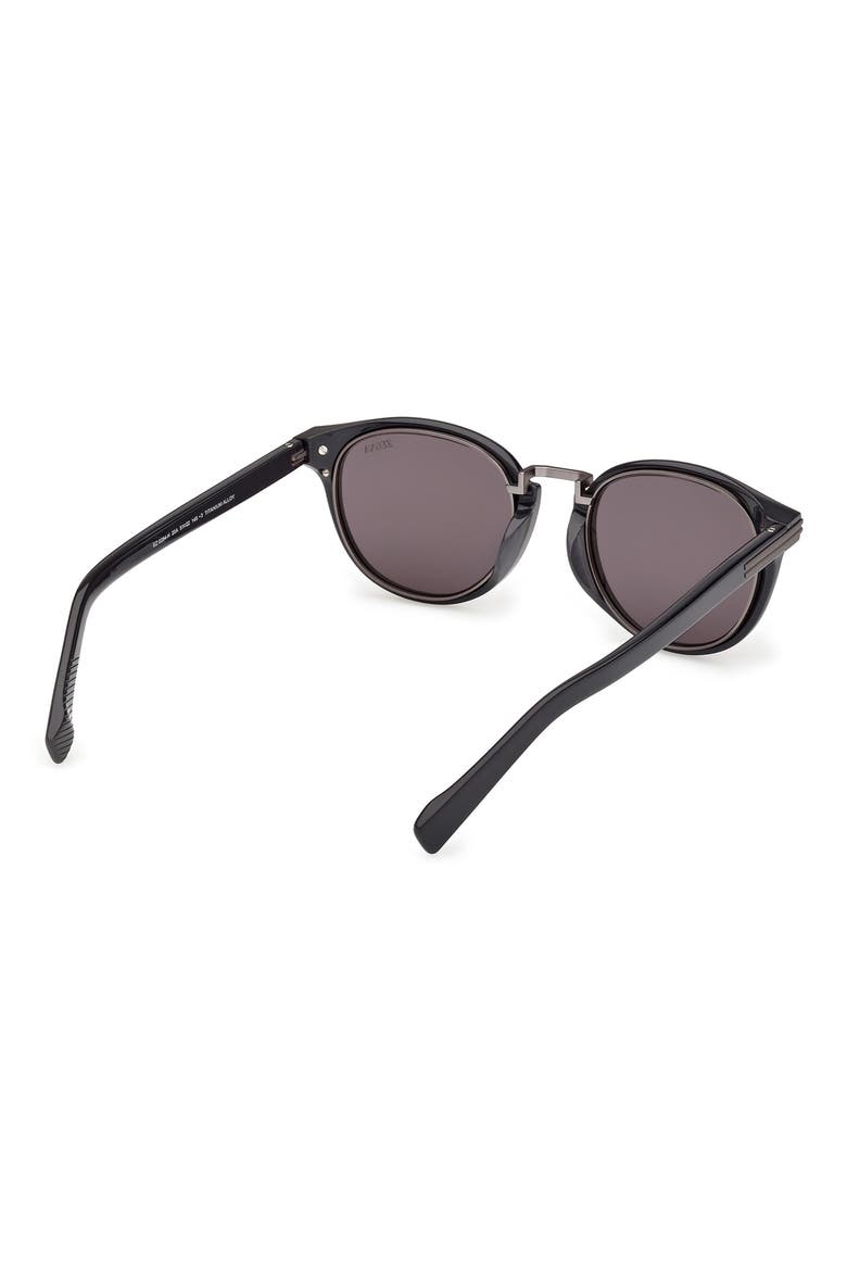 51mm Round Sunglasses, Alternate, color, ASPHALT GREY/ RUTHENIUM TRIM