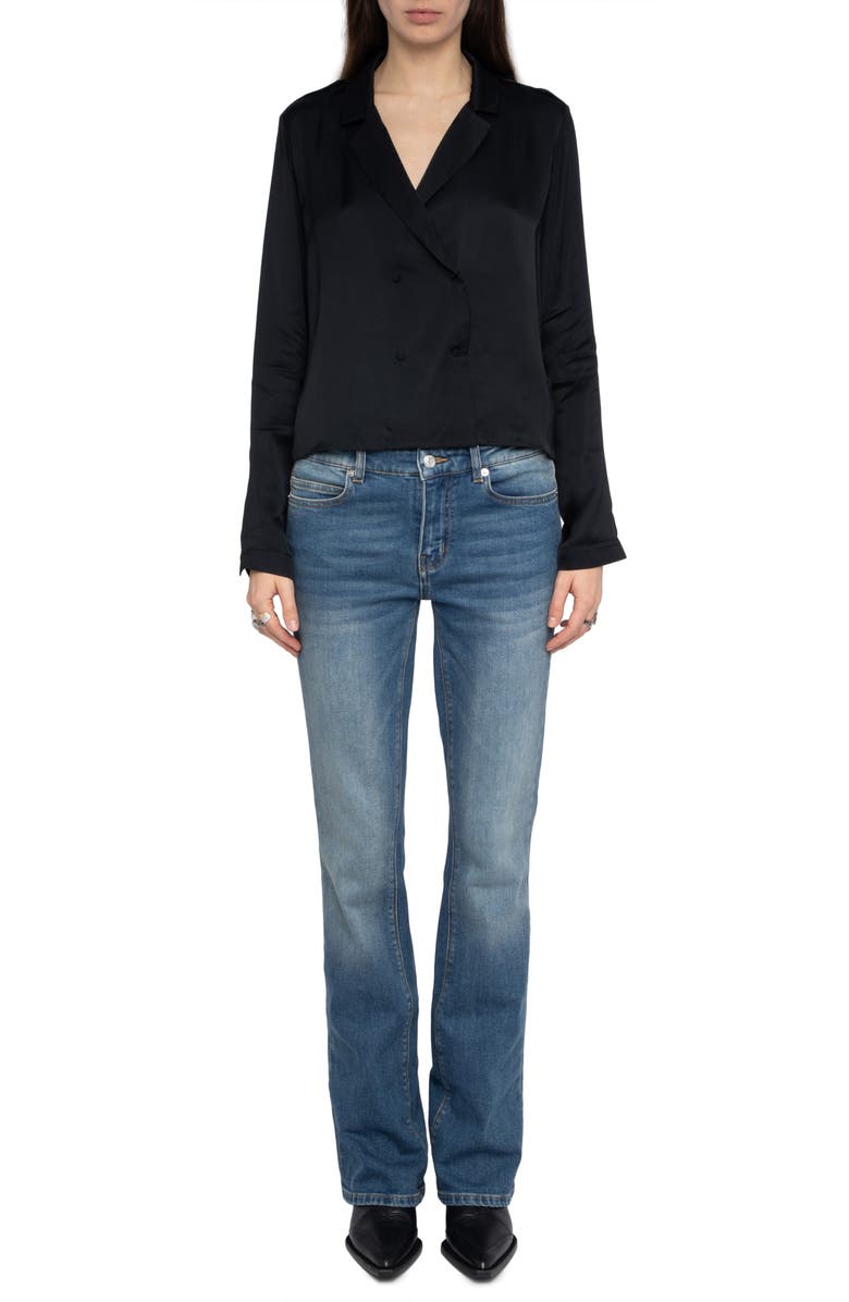 Zadig & Voltaire Tussi Satin Top, Alternate, color, Black