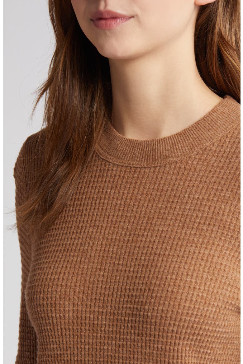 Slim Fit Wool & Cashmere Waffle Knit Sweater, Alternate, color, CHESTNUT
