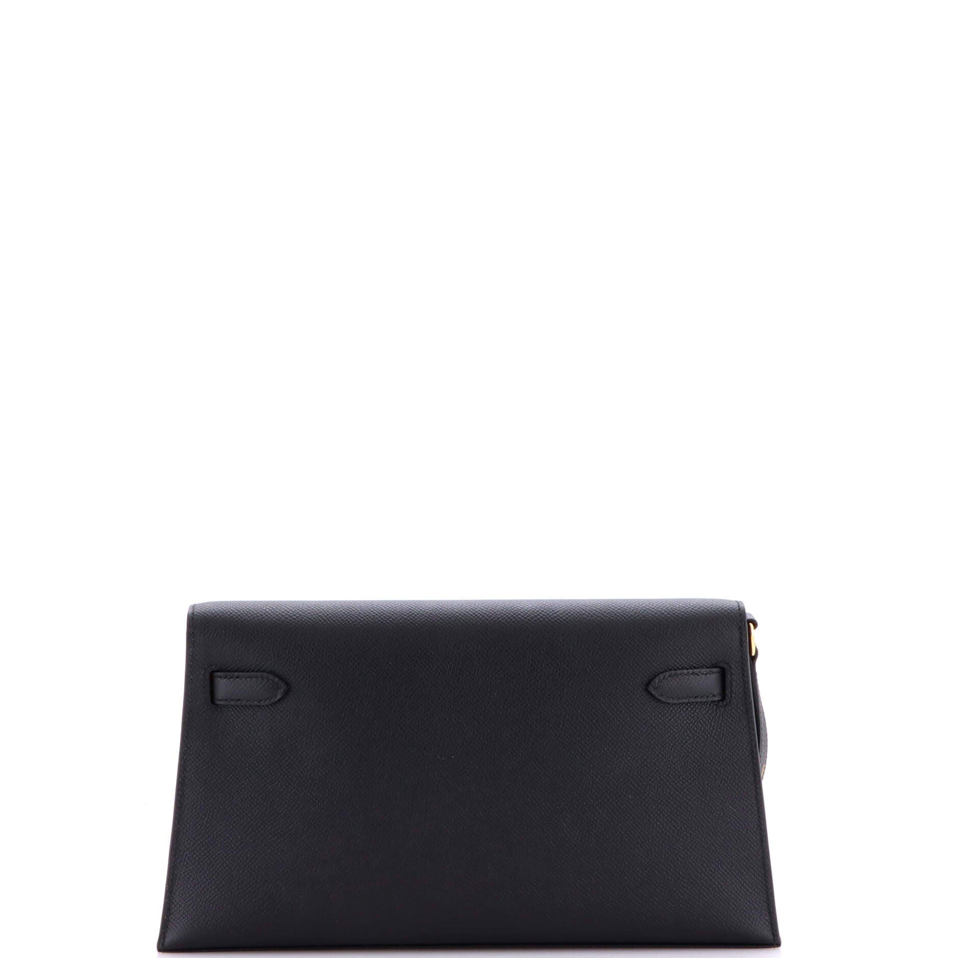 Pre-Owned Hermes Kelly Elan Shoulder Bag Epsom, Alternate, color, Noir