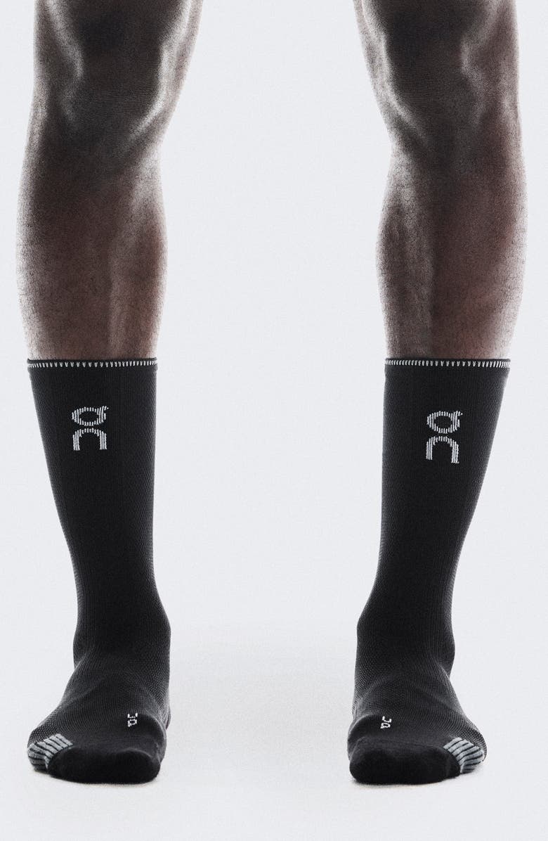 On Performance Run High Socks, Alternate, color, Black/ Eclipse