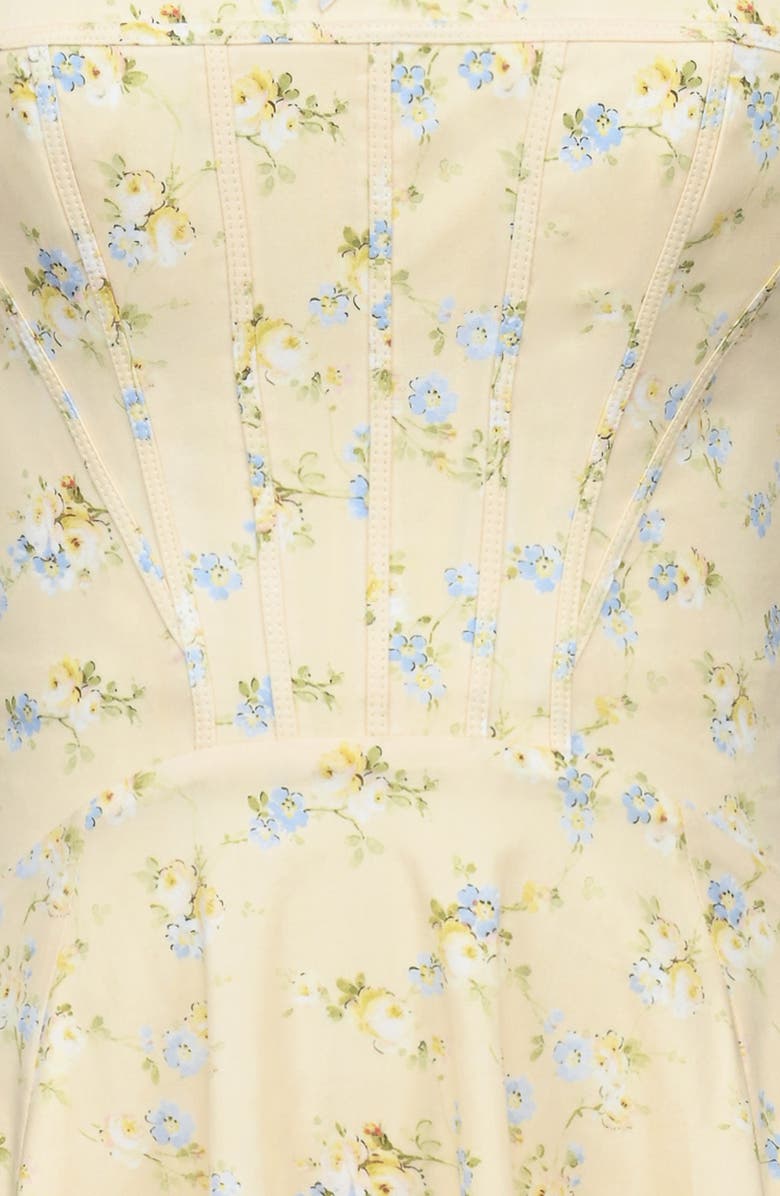 HOUSE OF CB Jaime Floral Stretch Cotton Dress, Alternate, color, Lemon Floral