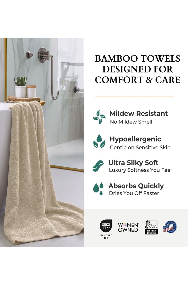 BedVoyage Melange Viscose Cotton Blend Odor & Mildew Resistant Bath Sheet & Hand Towel Set, Alternate, color, Sand