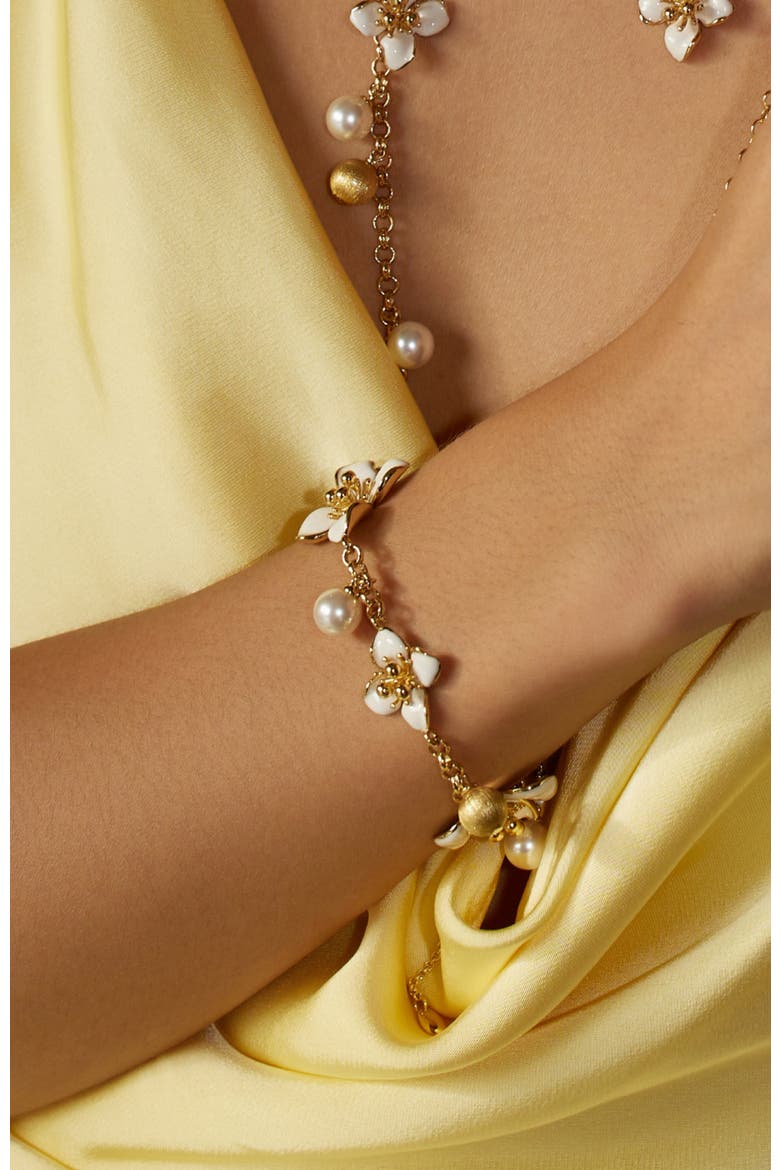 Iris Blossom Bracelet, Alternate, color, White & Gold