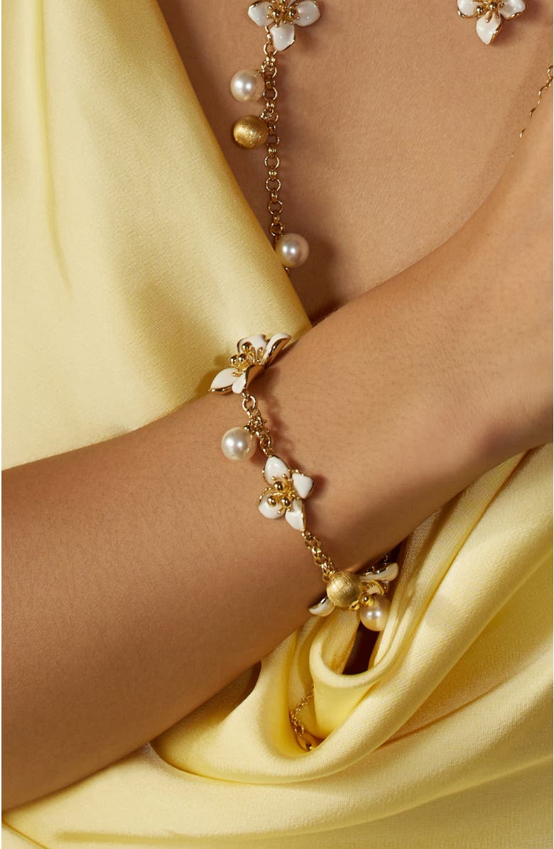 RC RETRO CHIC Iris Blossom Bracelet, Alternate, color, White & Gold