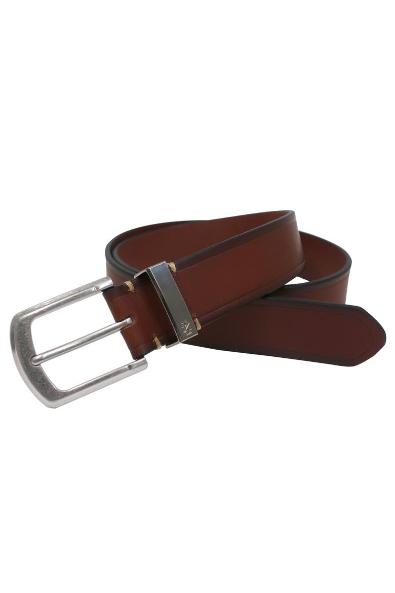 Mens Leather Jean Belt Metal Keeper, Main, color, Cognac