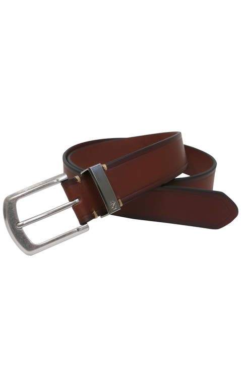 Mens Leather Jean Belt Metal Keeper
