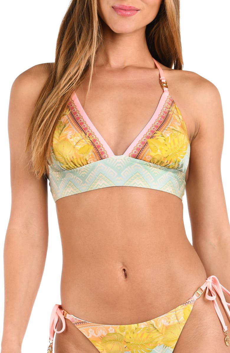 Sunshine 79 Dreamland Banded Triangle Bikini Top, Main, color, Beige Multi