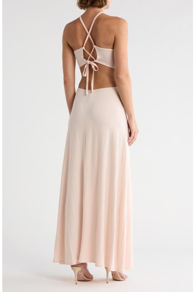 Halter Side Cutout Maxi Dress, Alternate, color, LINEN