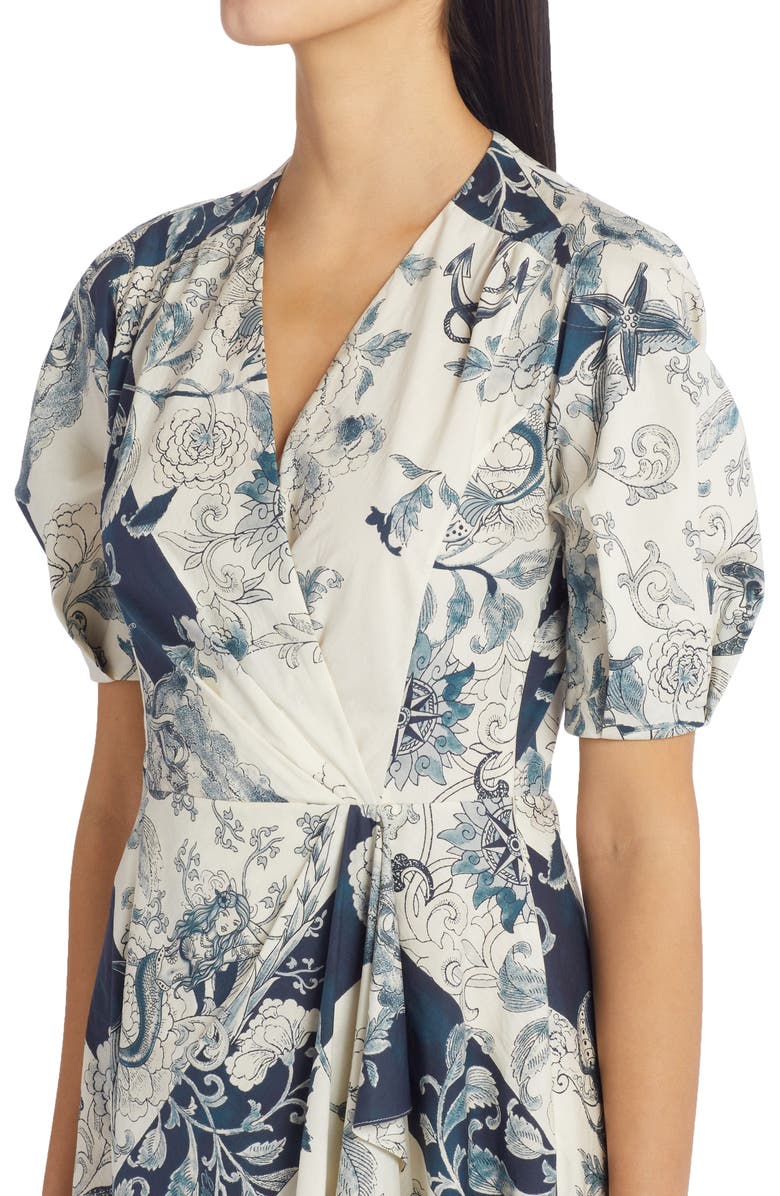 Etro Carole Mixed Motif Faux Wrap Midi Dress, Alternate, color,