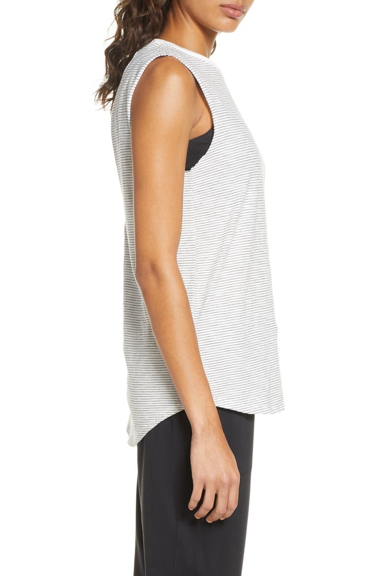Stripe Open Back Tank Top, Alternate, color, WHITE BLANC