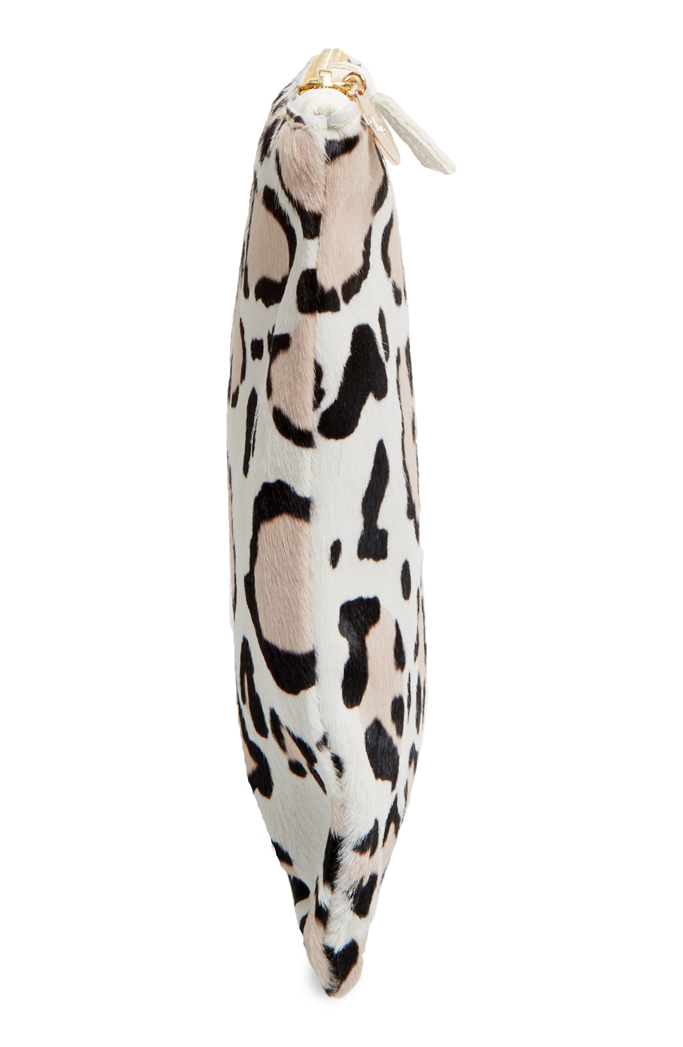 Genuine Calf Hair Clutch, Alternate, color, SNOW CAT