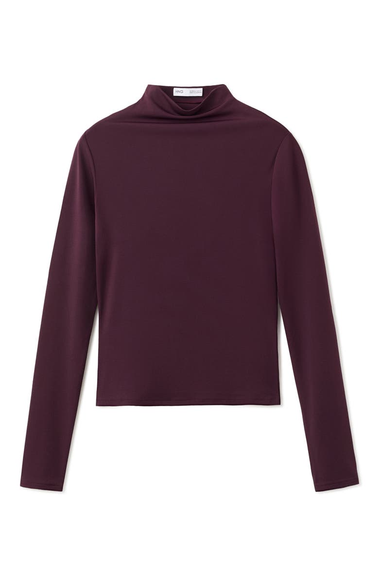Funnel Neck Long Sleeve T-Shirt, Alternate, color, BURGUNDY