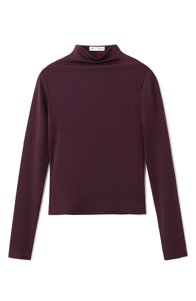 MANGO Funnel Neck Long Sleeve T-Shirt, Alternate, color, Burgundy