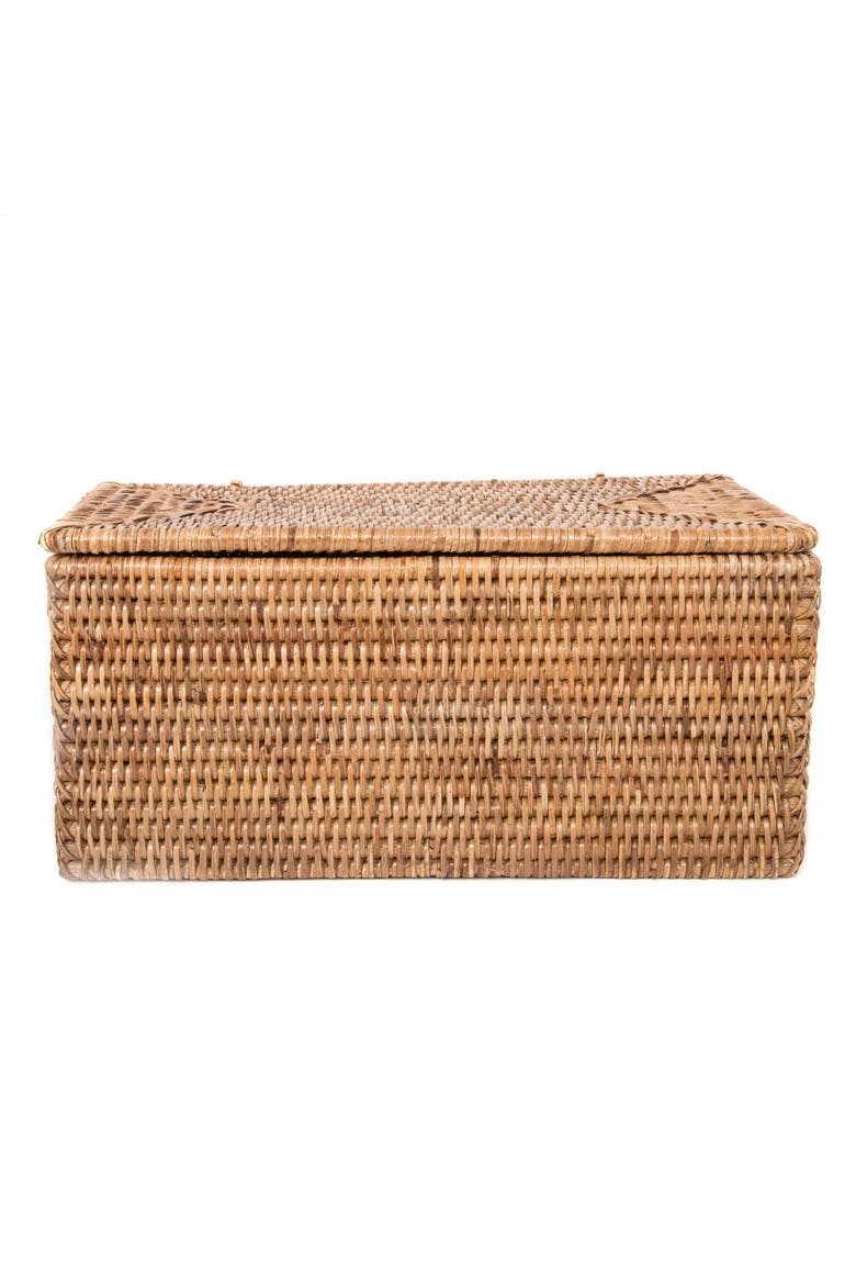 Rectangular Rattan Double Toilet Roll Holder, Alternate, color, Honey Brown