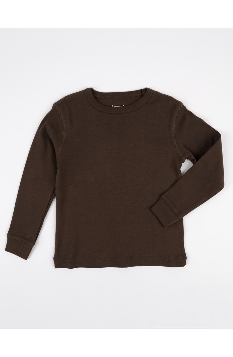 Leveret Kids Long Sleeve T-Shirt, 100% Cotton, Solid Colors, Alternate, color, Brown