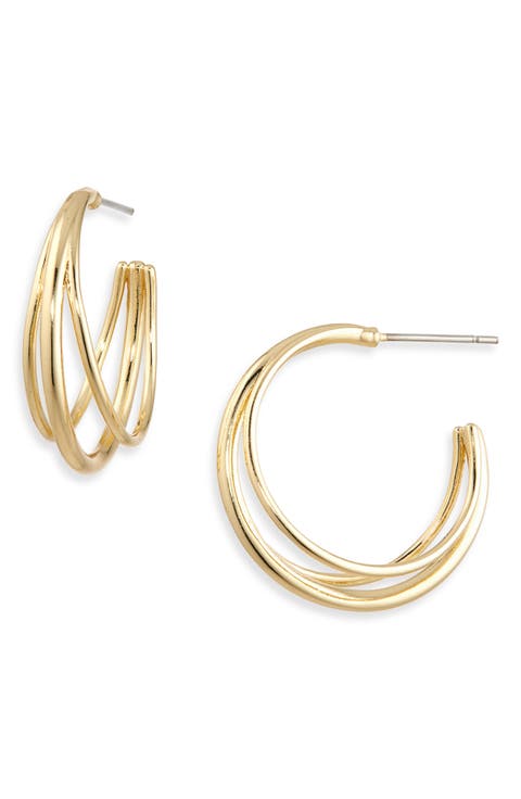 Medium Triple Layer Hoop Earrings
