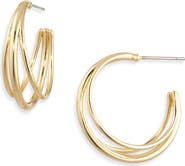 BaubleBar Medium Triple Layer Hoop Earrings