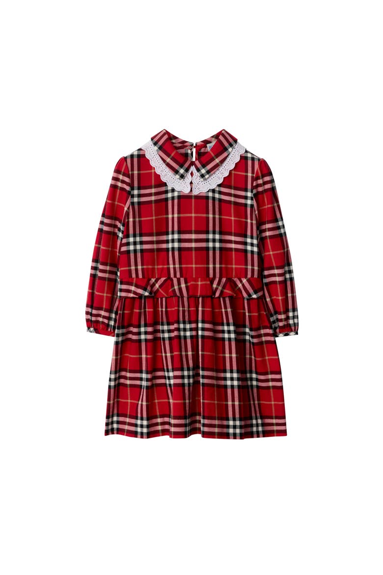 Check Cotton Flannel Dress, Main, color, Poppy red
