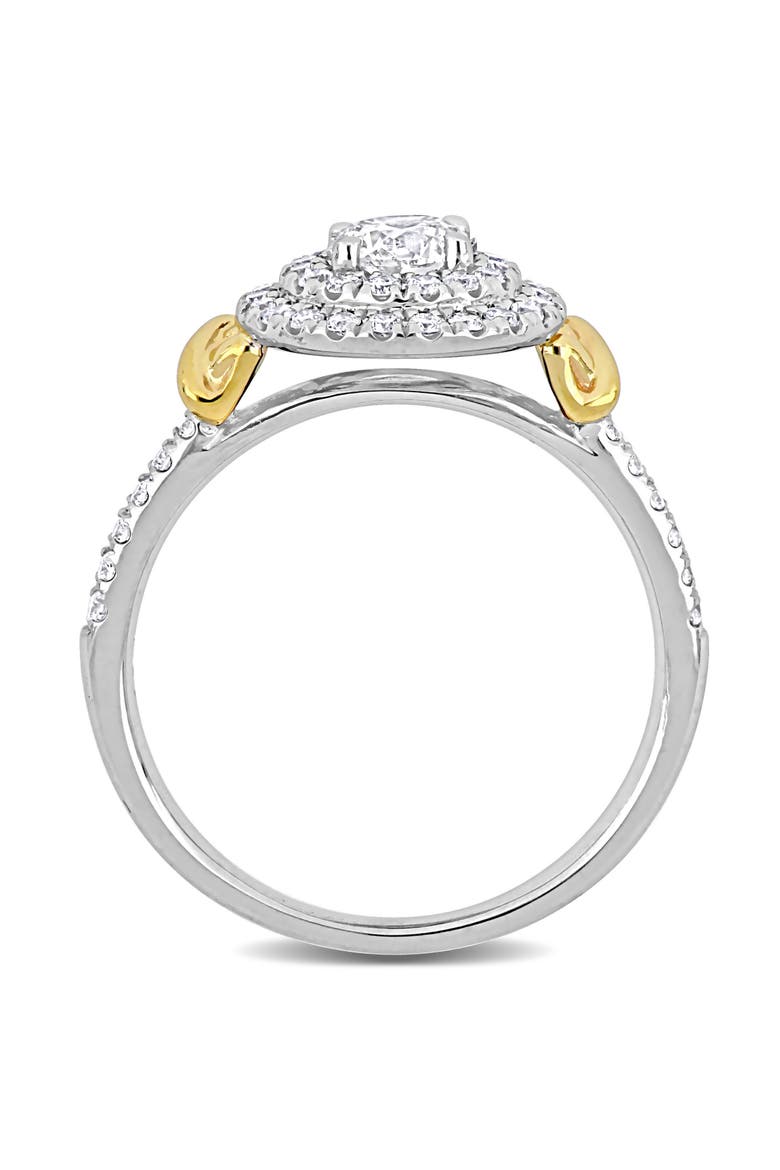 Diamond Halo Ring 14k Two-Tone Gold, Alternate, color, White Gold