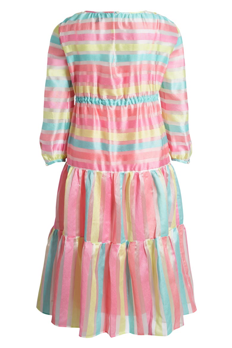 x Atlantic-Pacific Long Sleeve Stripe Tiered Organza Dress, Alternate, color, PINK MULTI CANDY STRIPE