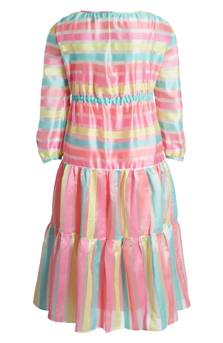 Halogen<sup>®</sup> x Atlantic-Pacific Long Sleeve Stripe Tiered Organza Dress, Alternate, color,
