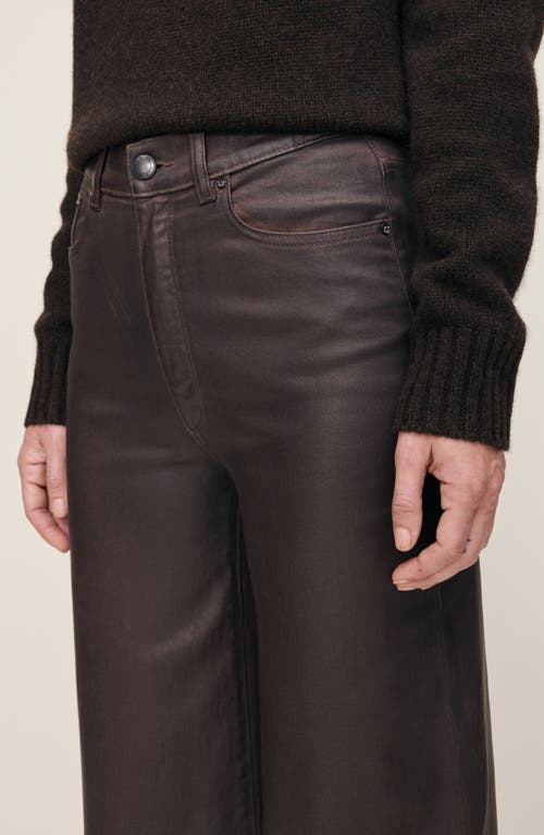 Dl1961 Hepburn Coated High Waist Wide Leg Jeans In Brown